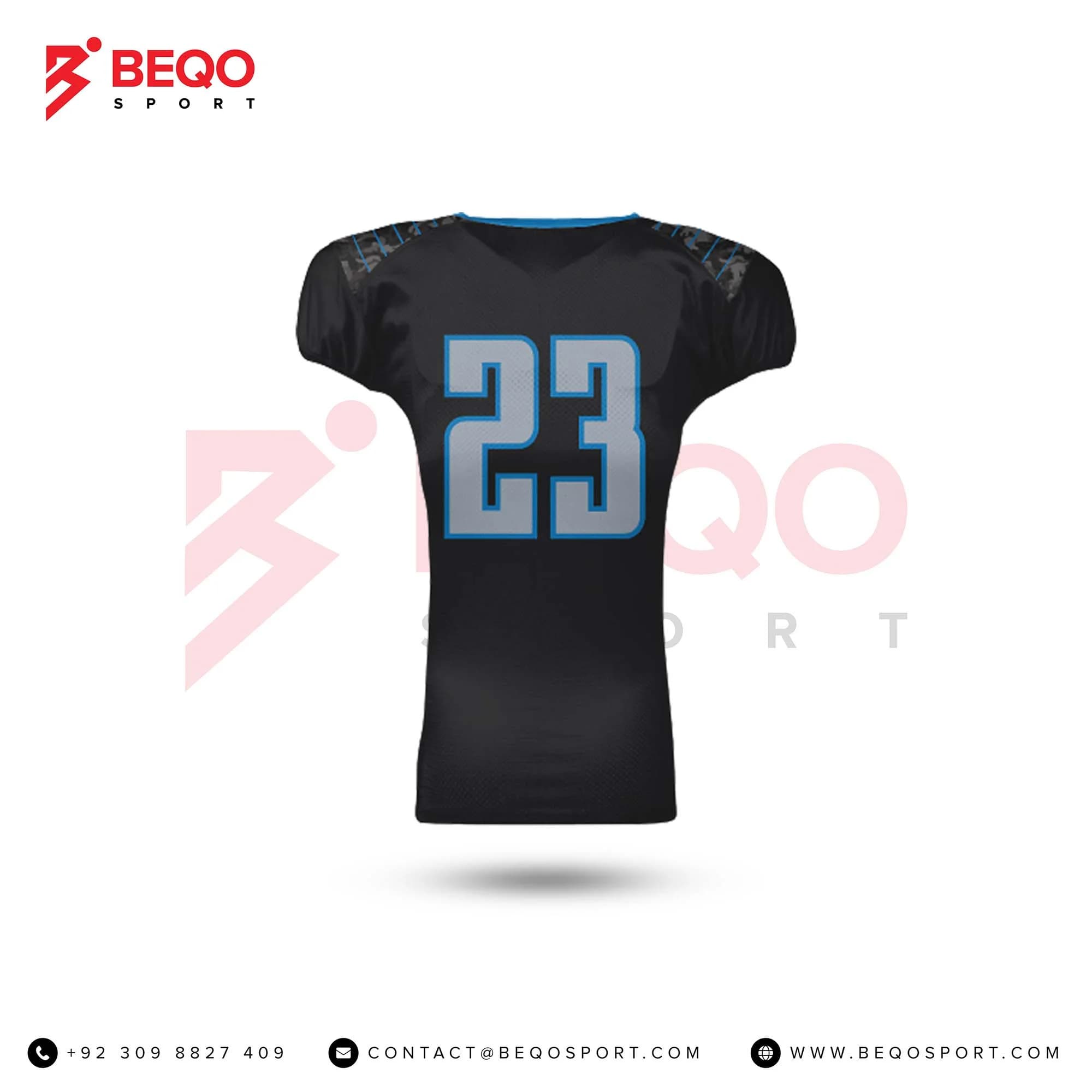 Black and Blue Football Jersey view 3