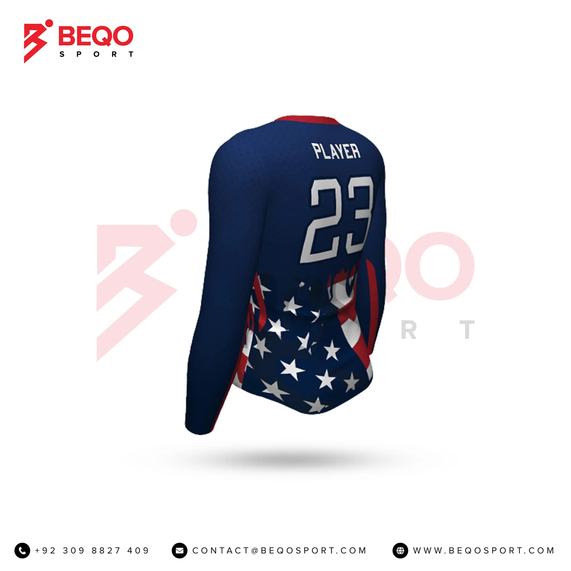 Blue And Red Lines Volleyball Jersey view 3