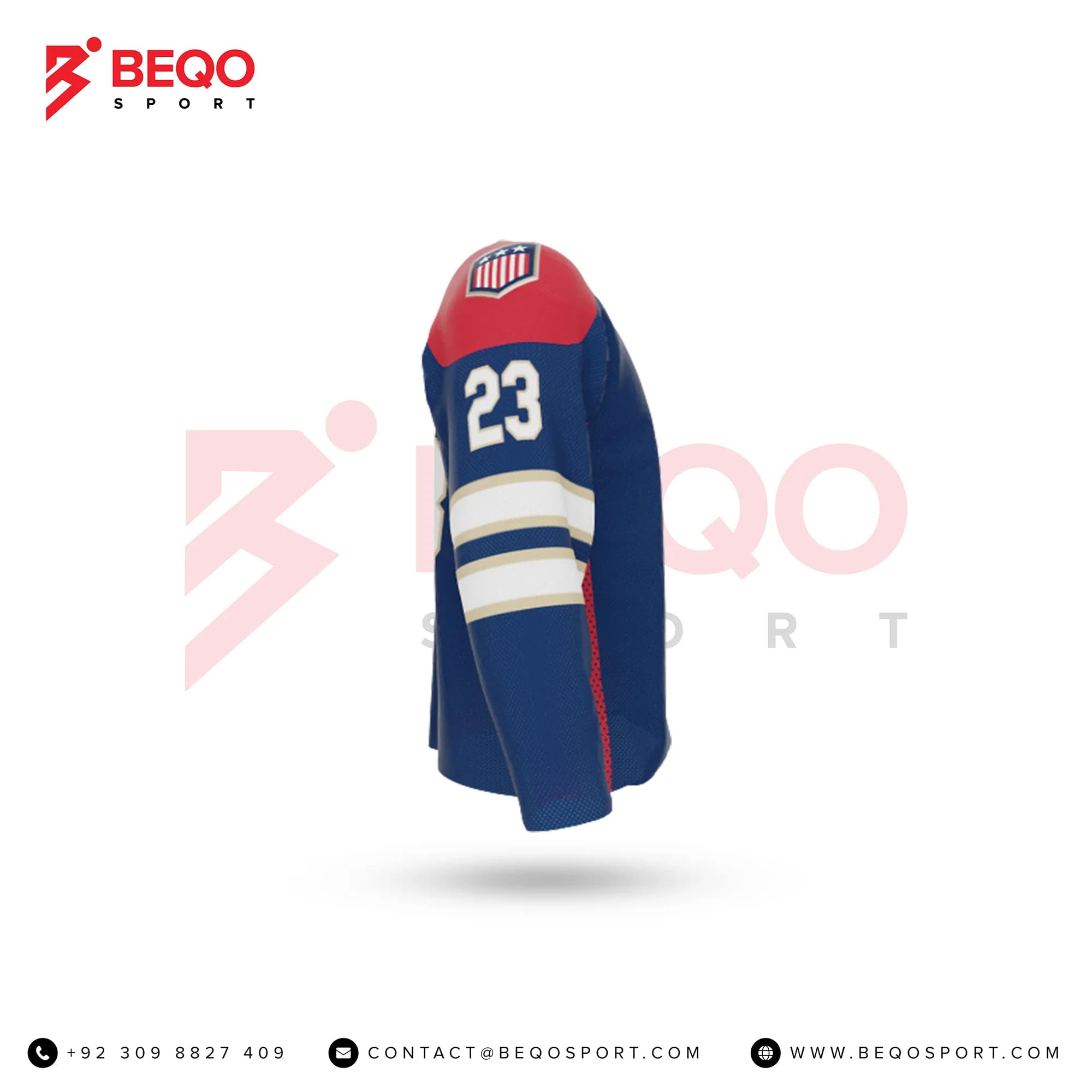 Blue and Red Ice Hockey Jerseys view 2