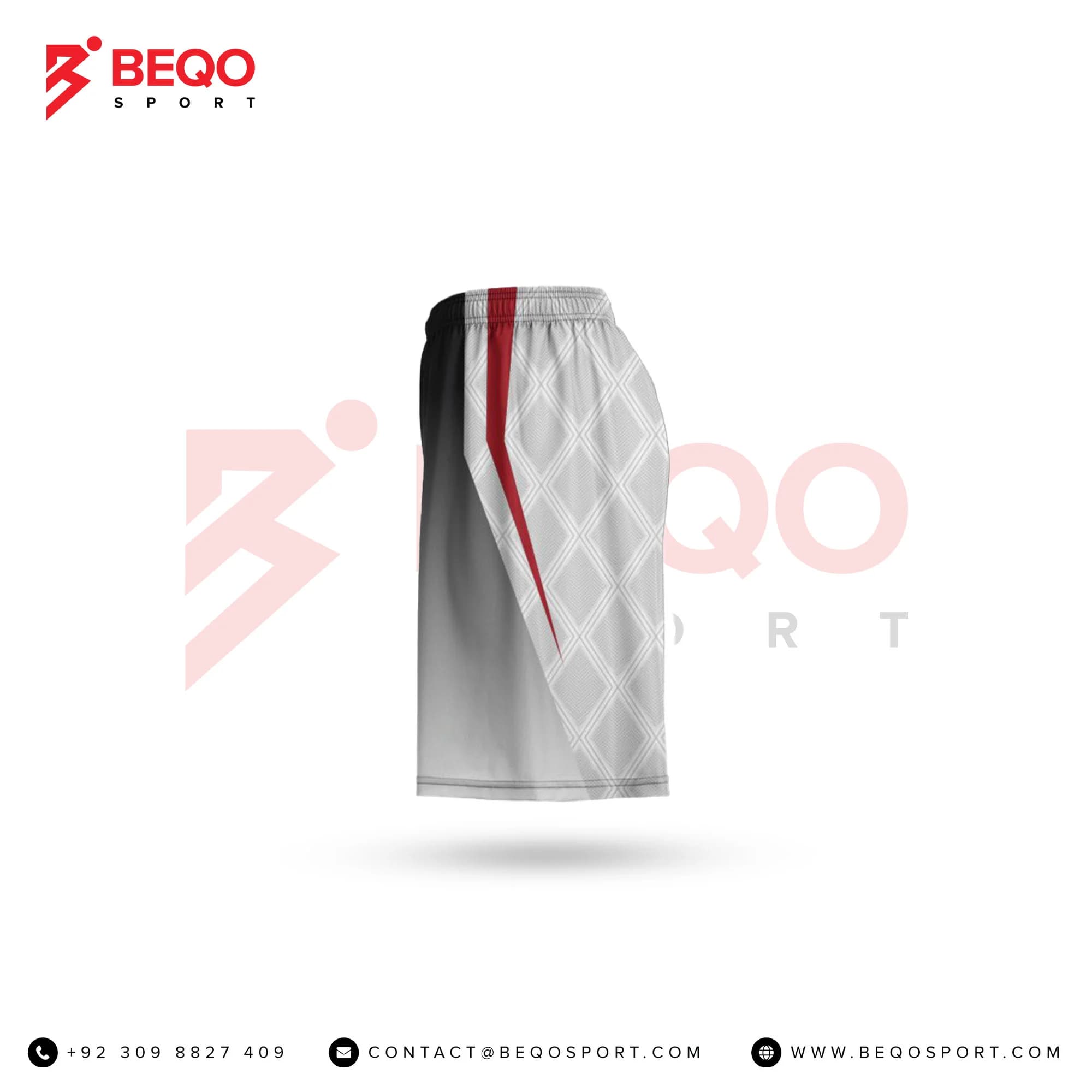Grey And Red Line Lacrosse Shorts view 3