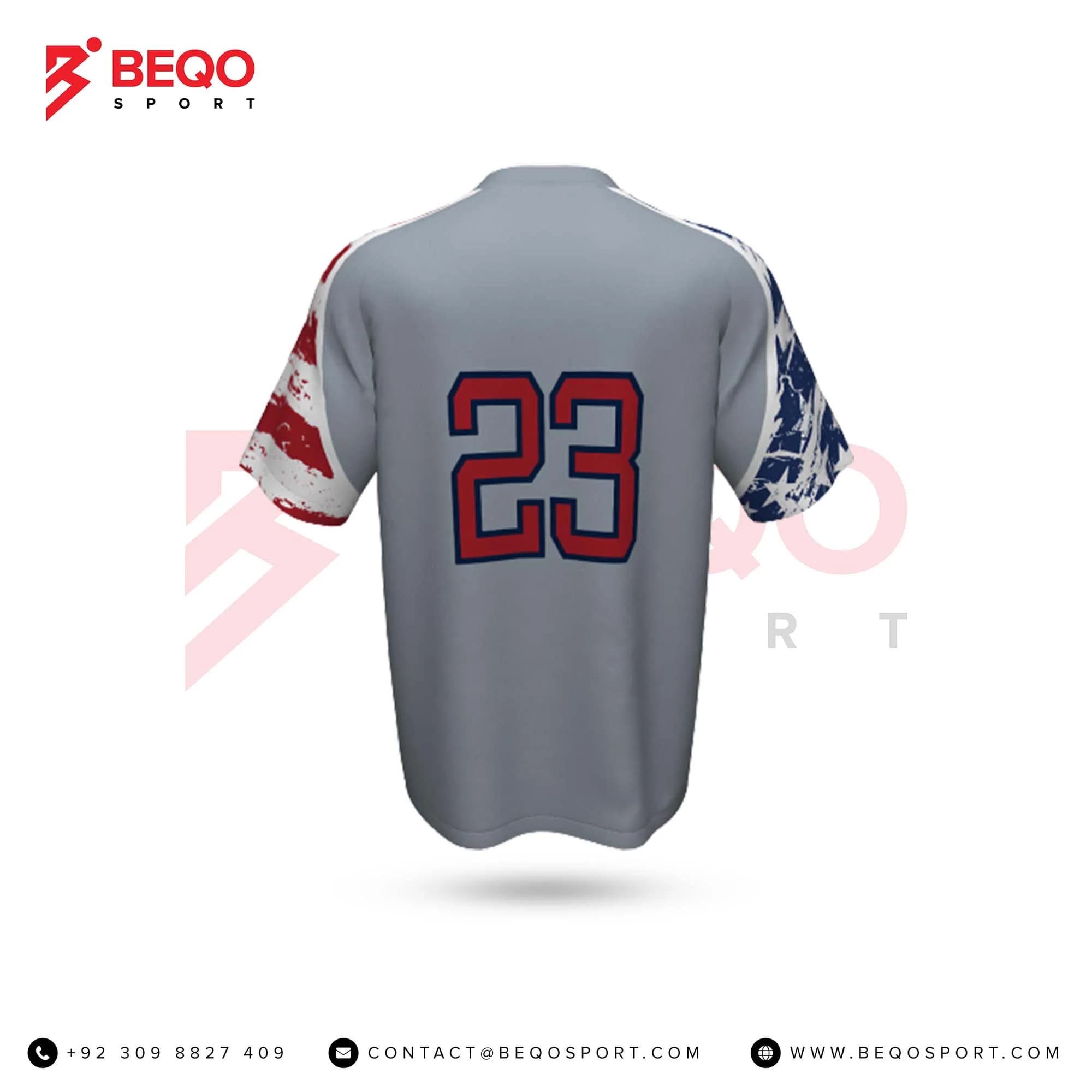 Grey Baseball Short Sleeve Jerseys view 4
