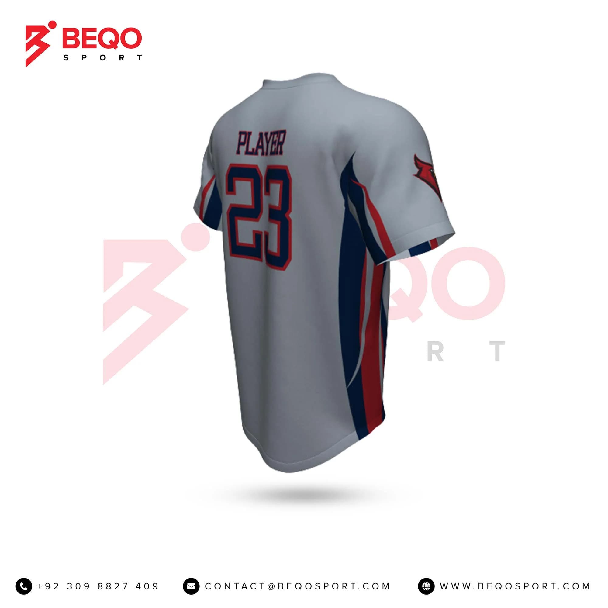 Grey Baseball V-Neck Jersey view 2
