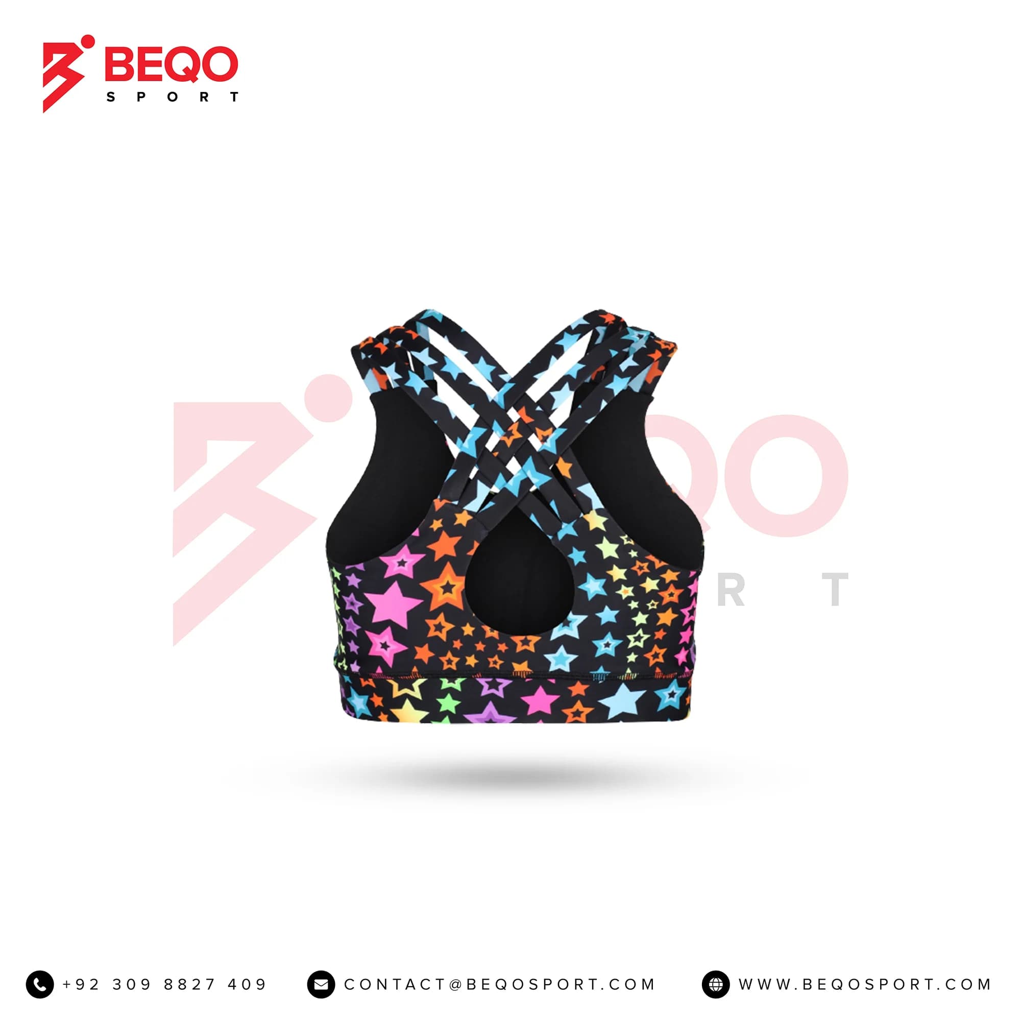 Neon Stars Cross Sports Bras view 2