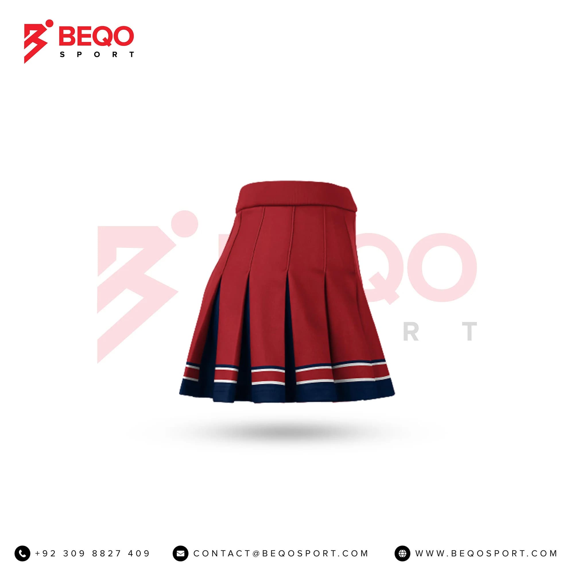 Red and Navy Cheer Pleated Skirt view 2