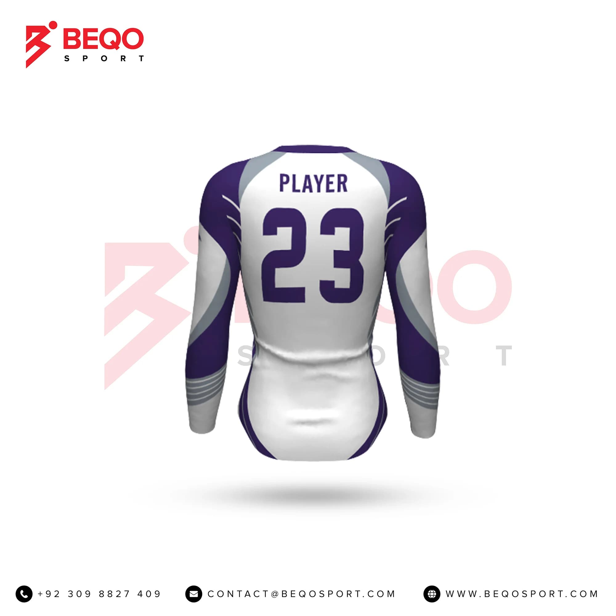White And Blue Volleyball Jersey view 3