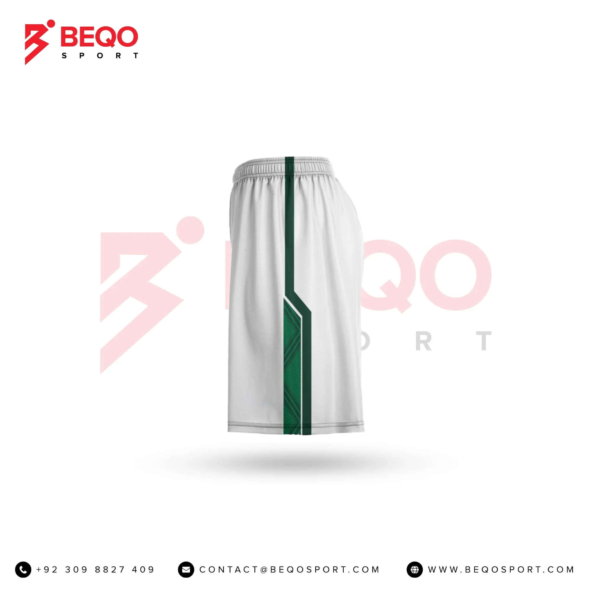 White And Green Line Lacrosse Shorts view 3
