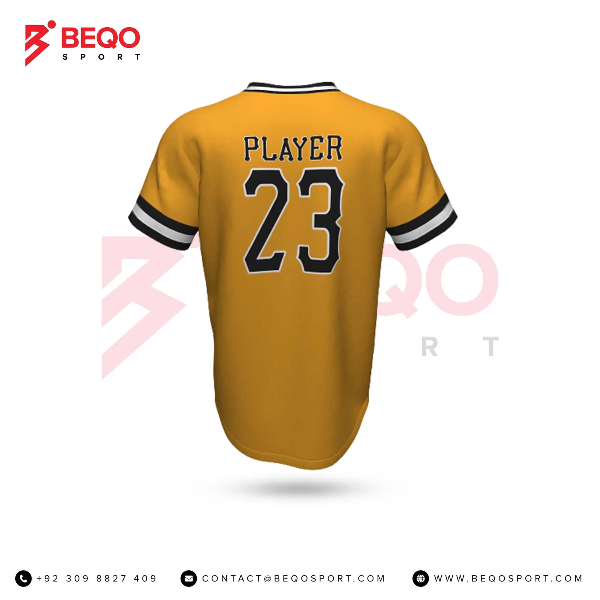 Yellow Baseball V-Neck Jersey view 2
