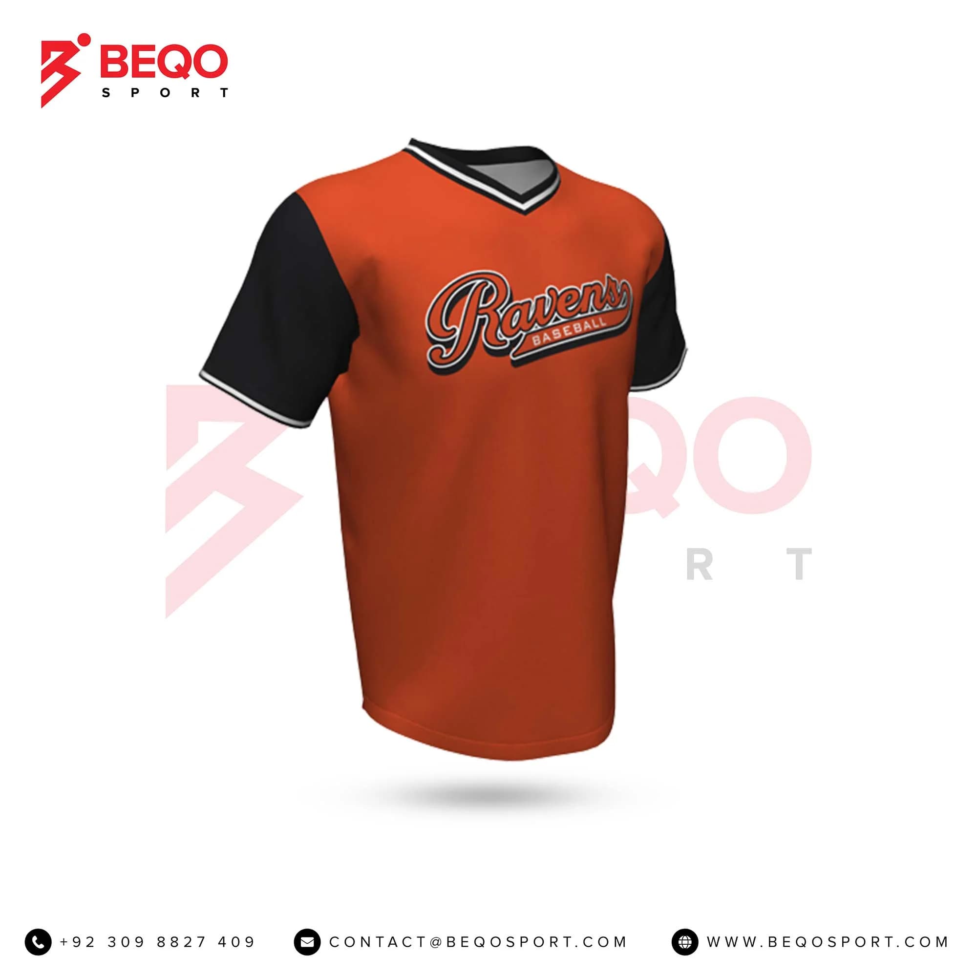 Orange and Navy Baseball V Neck Jersey