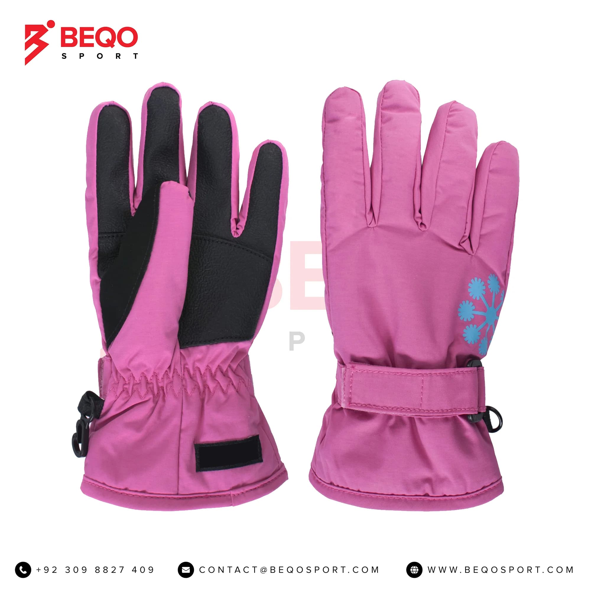 Pink And Black Skiing Gloves