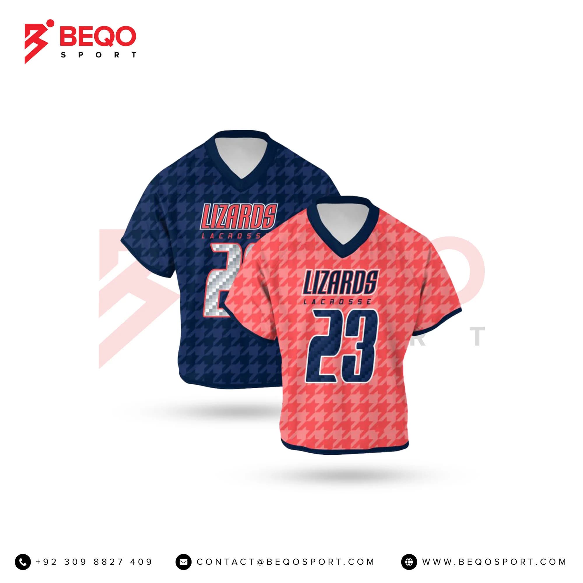 Pink And Blue Lacrosse V Neck Jerseys