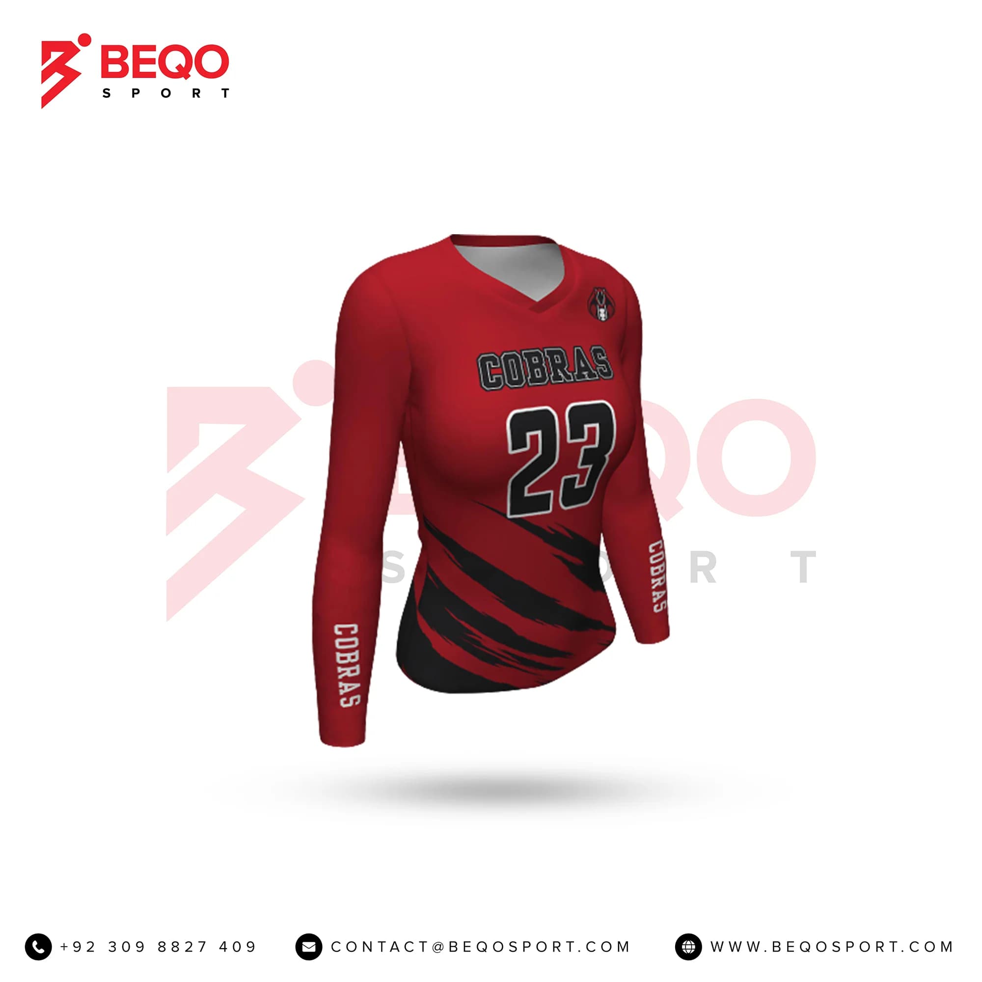 Red And Black Lines Volleyball Jersey