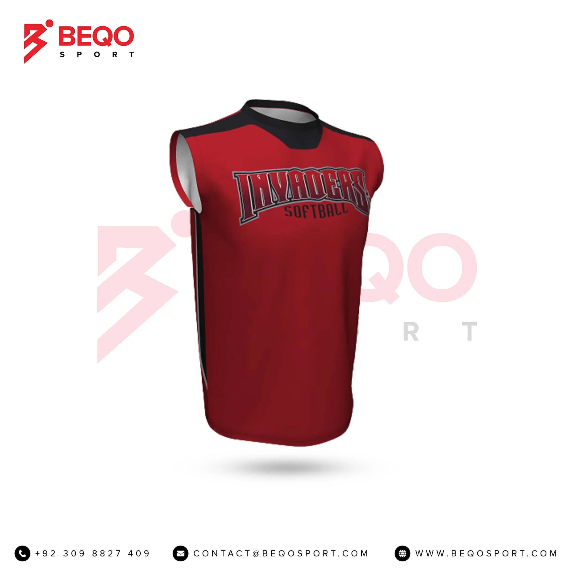 Red and Black Baseball Crew Neck Jersey