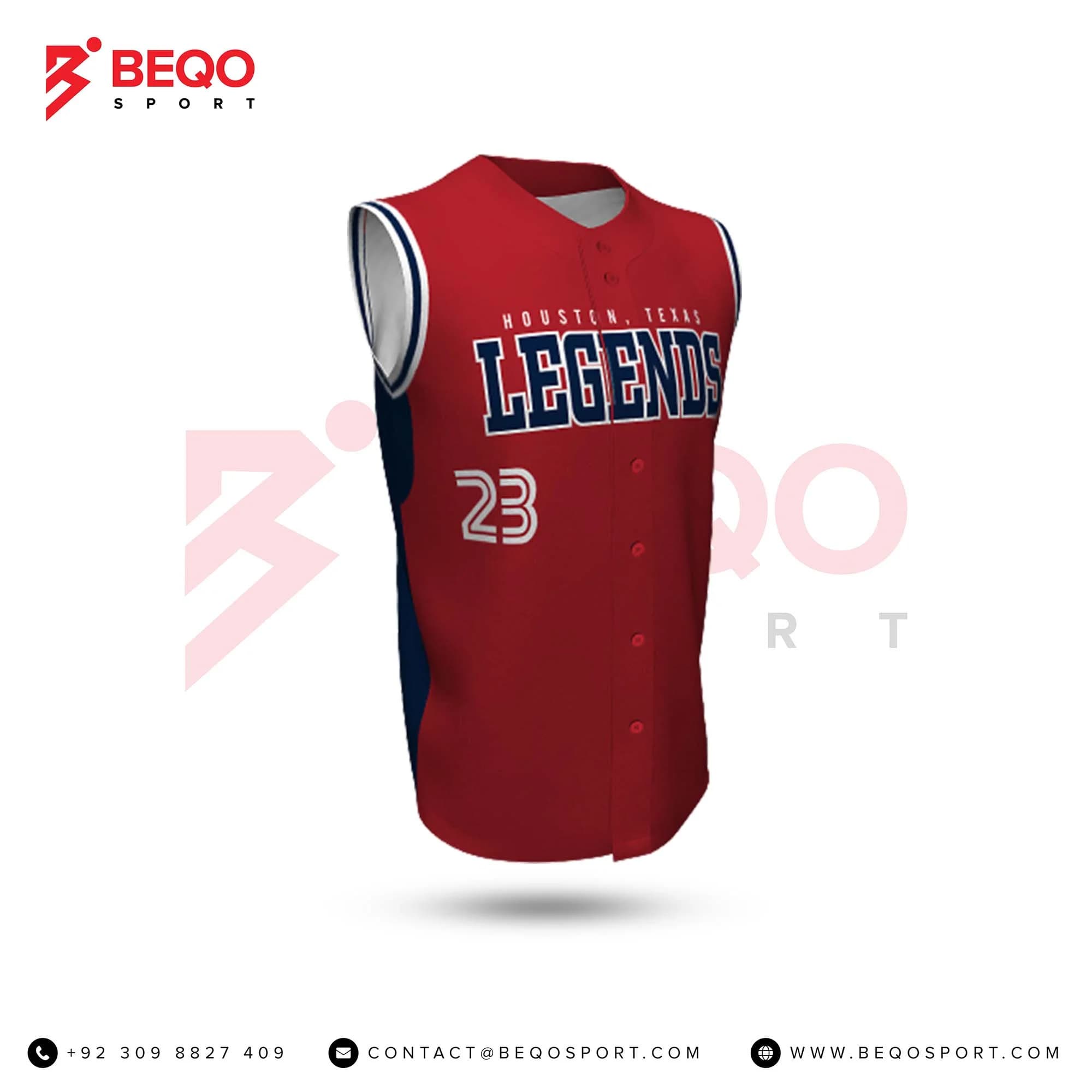 Red and Navy Baseball Sleeveless Jersey