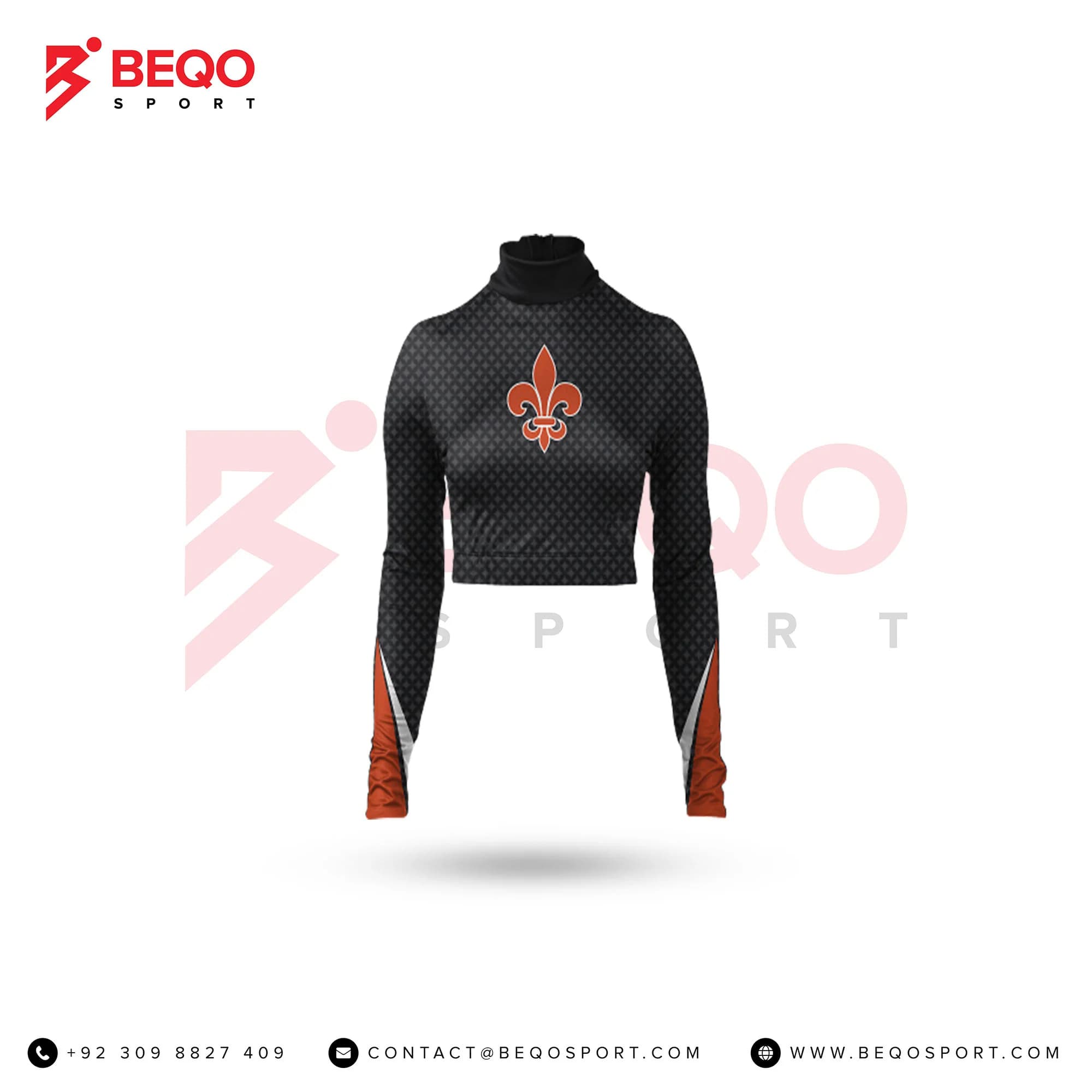 Black Sublimation Cheer Mock Neck Bodyliner