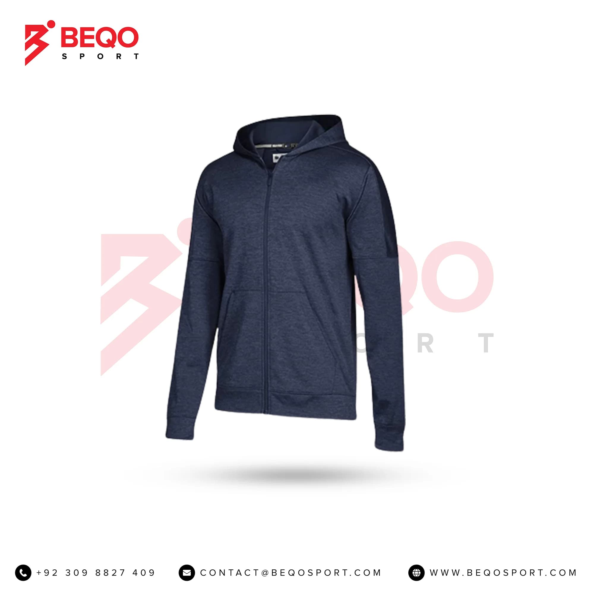 Unisex Navy Blue Hoodie with Zipper