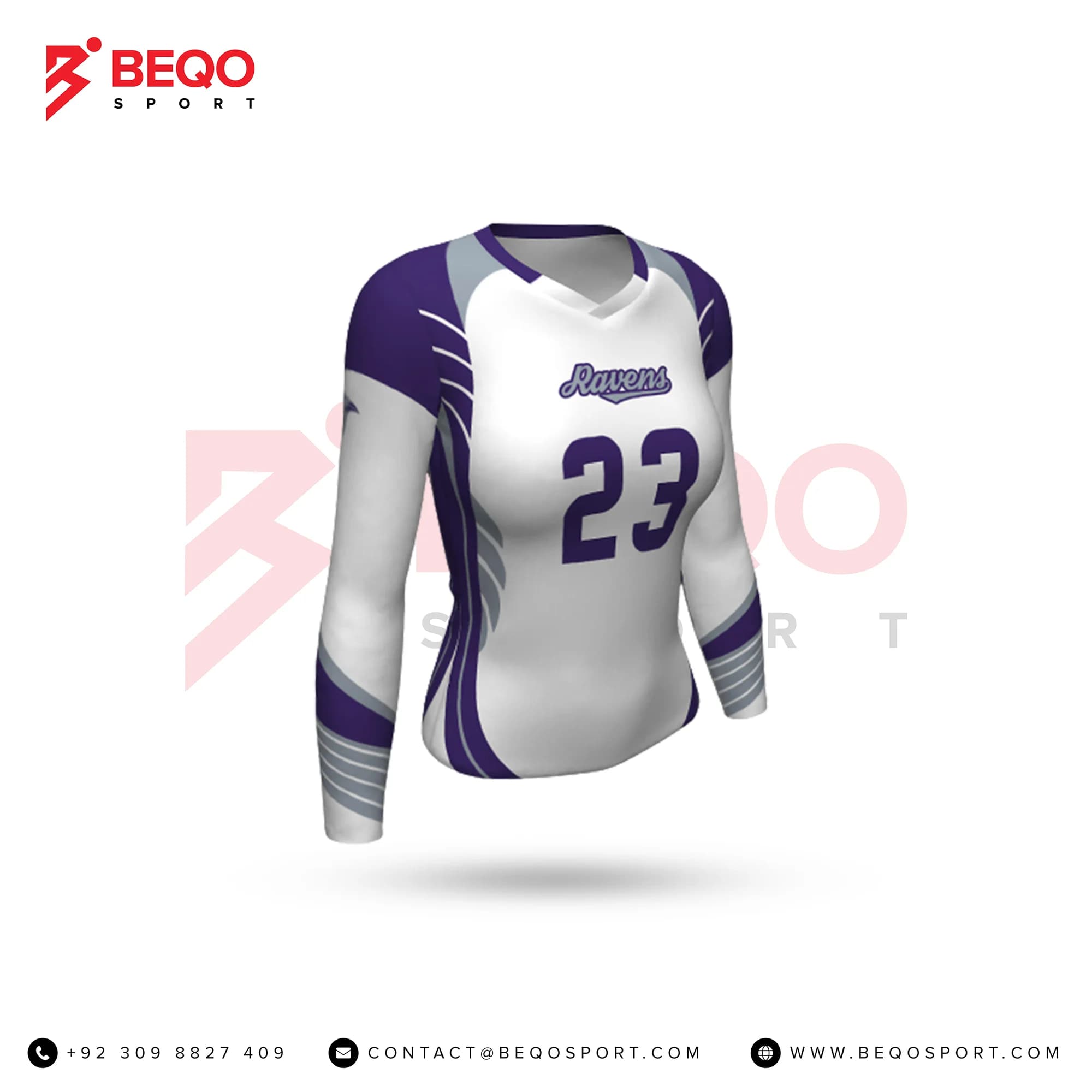 White And Blue Volleyball Jersey