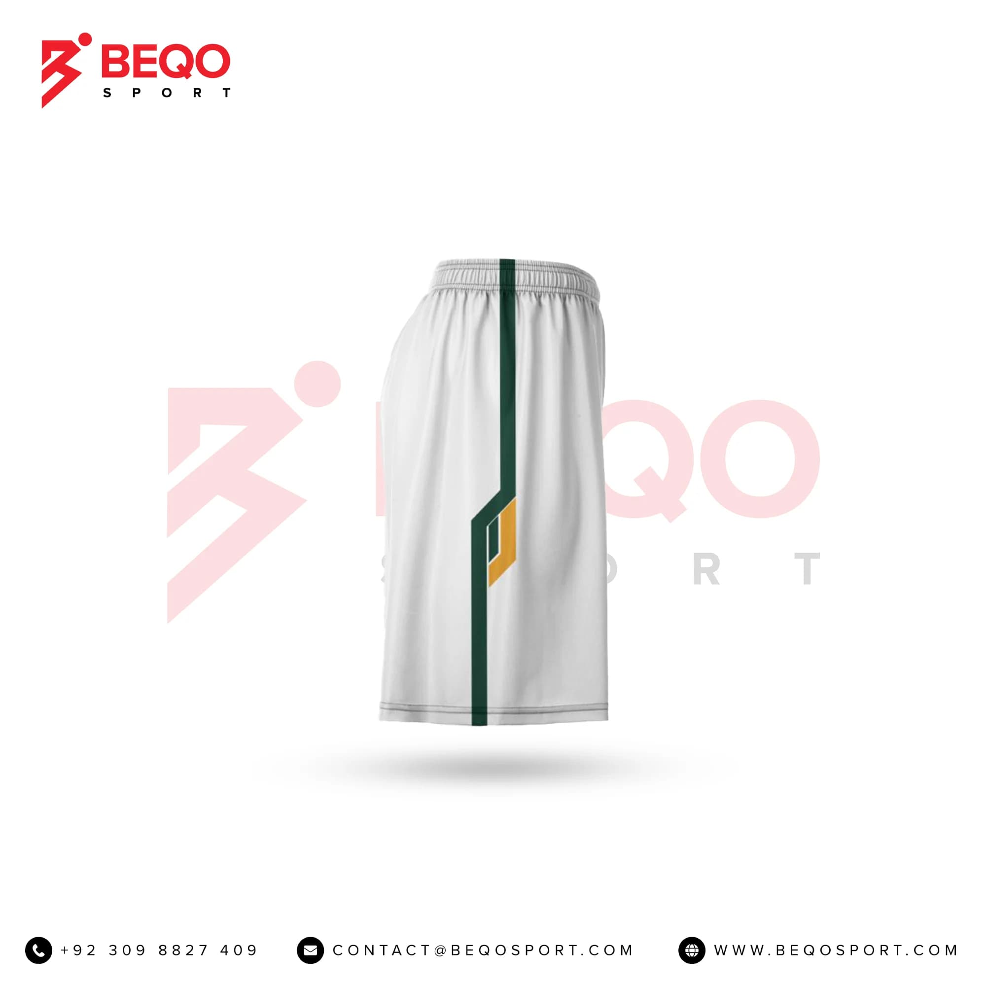 White And Green Line Lacrosse Shorts