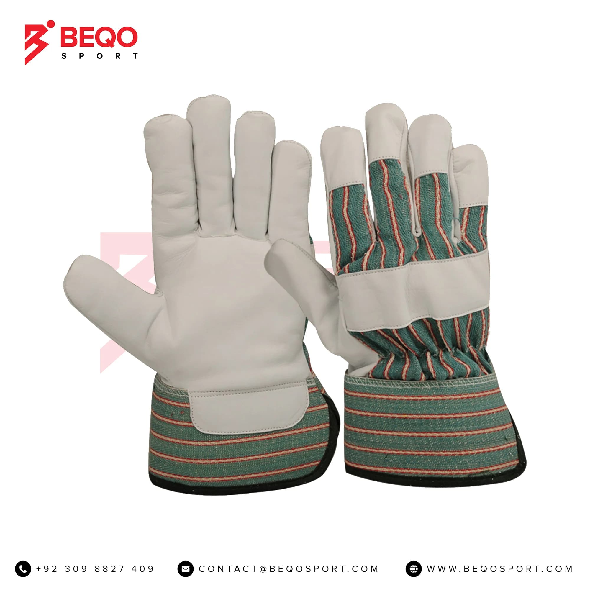 White And Green Rigger Gloves