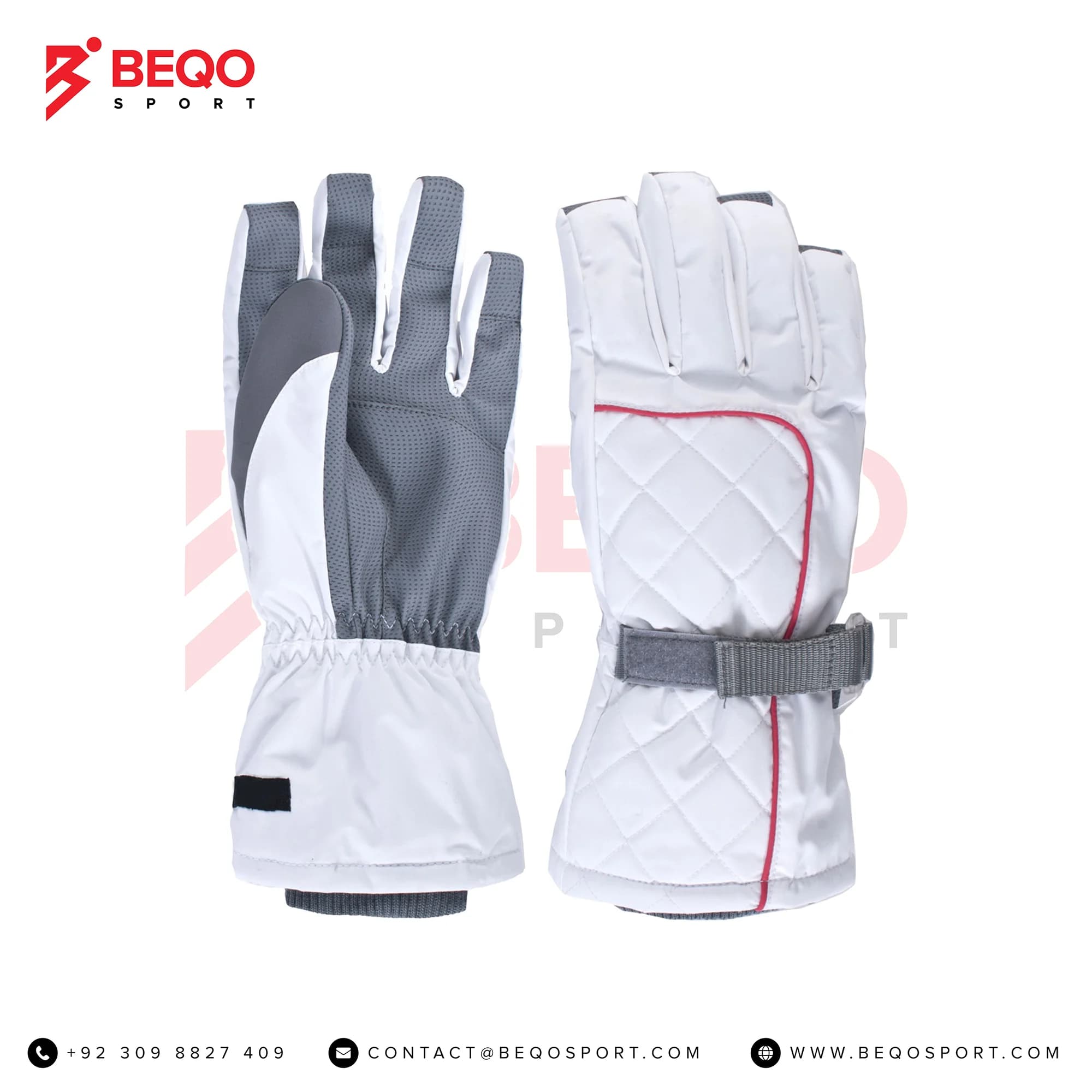 White And Grey Skiing Gloves