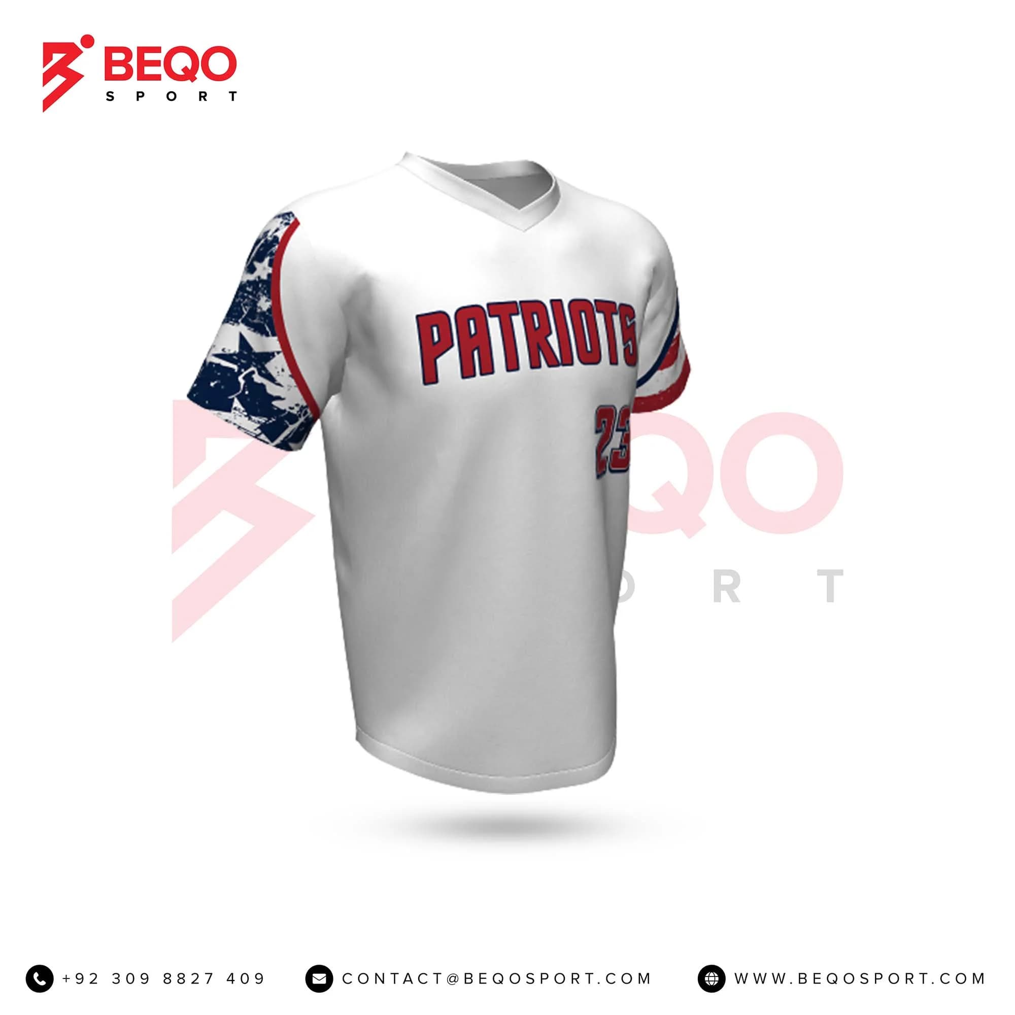 White Baseball V-Neck Jersey