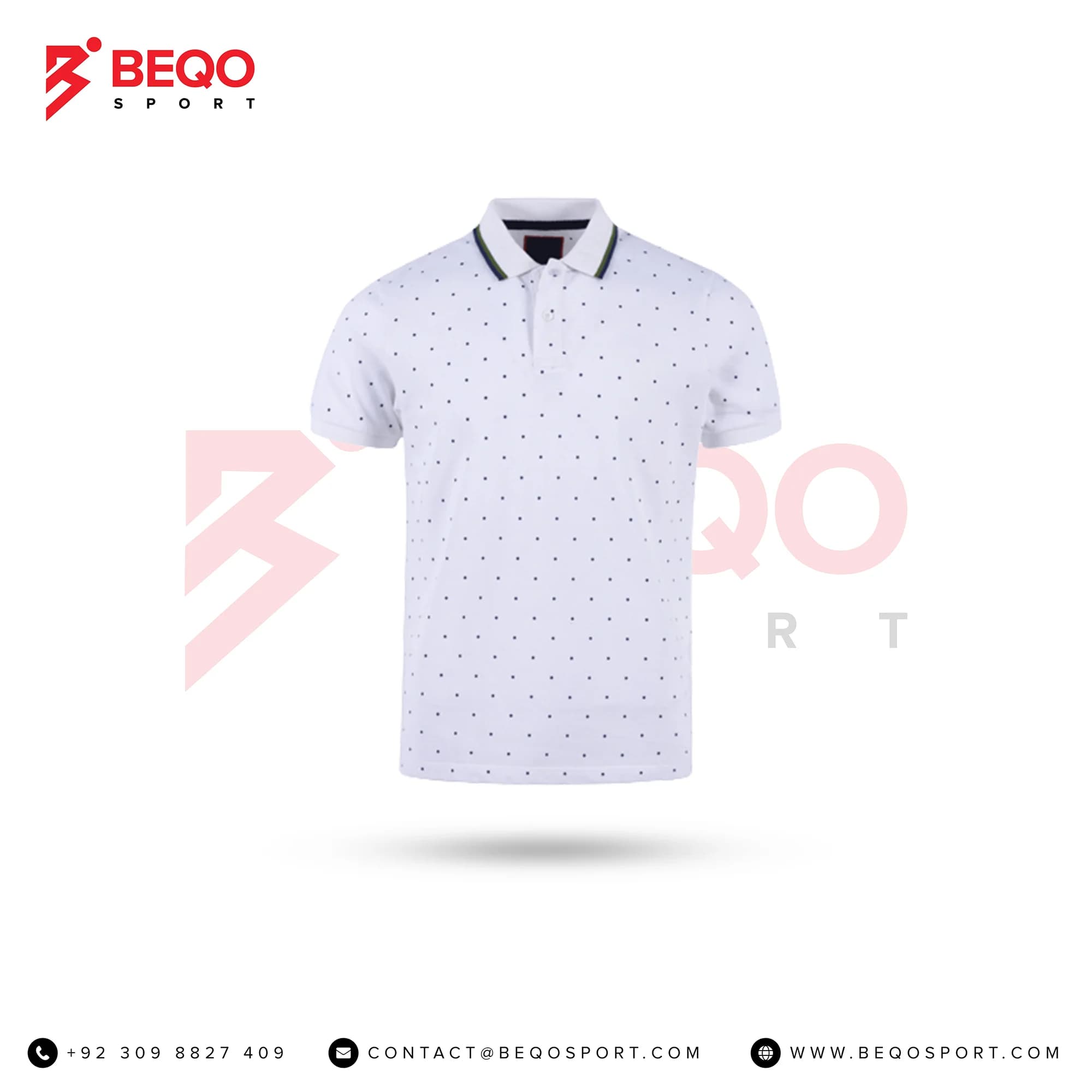 White Polo Shirt with Printed Dots