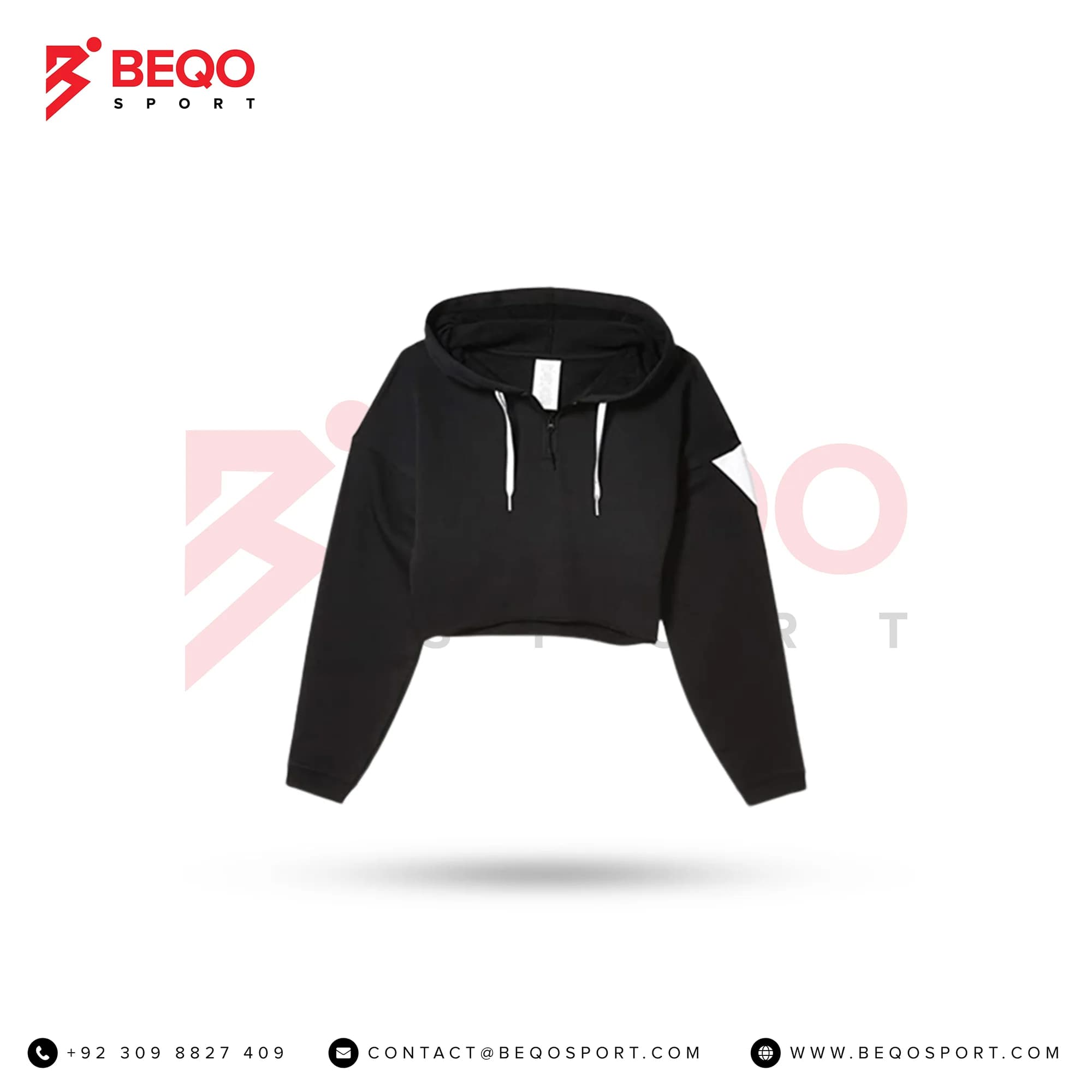 Women’s Black Stylish Crop Hoodie