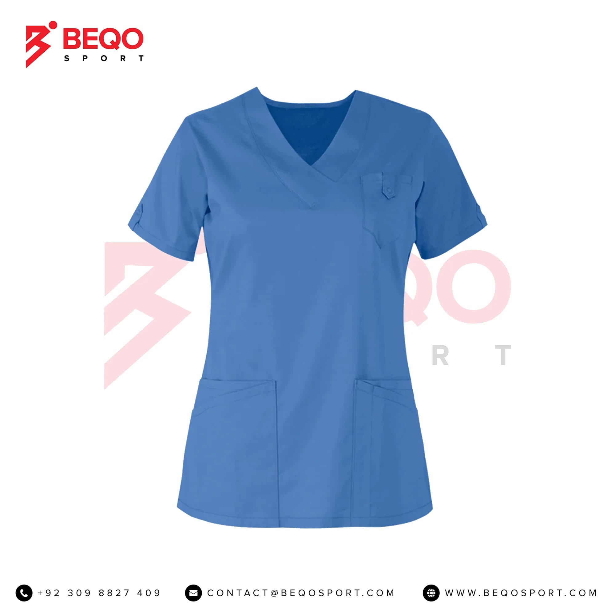 Women V-Shape Sky Blue Scrubs
