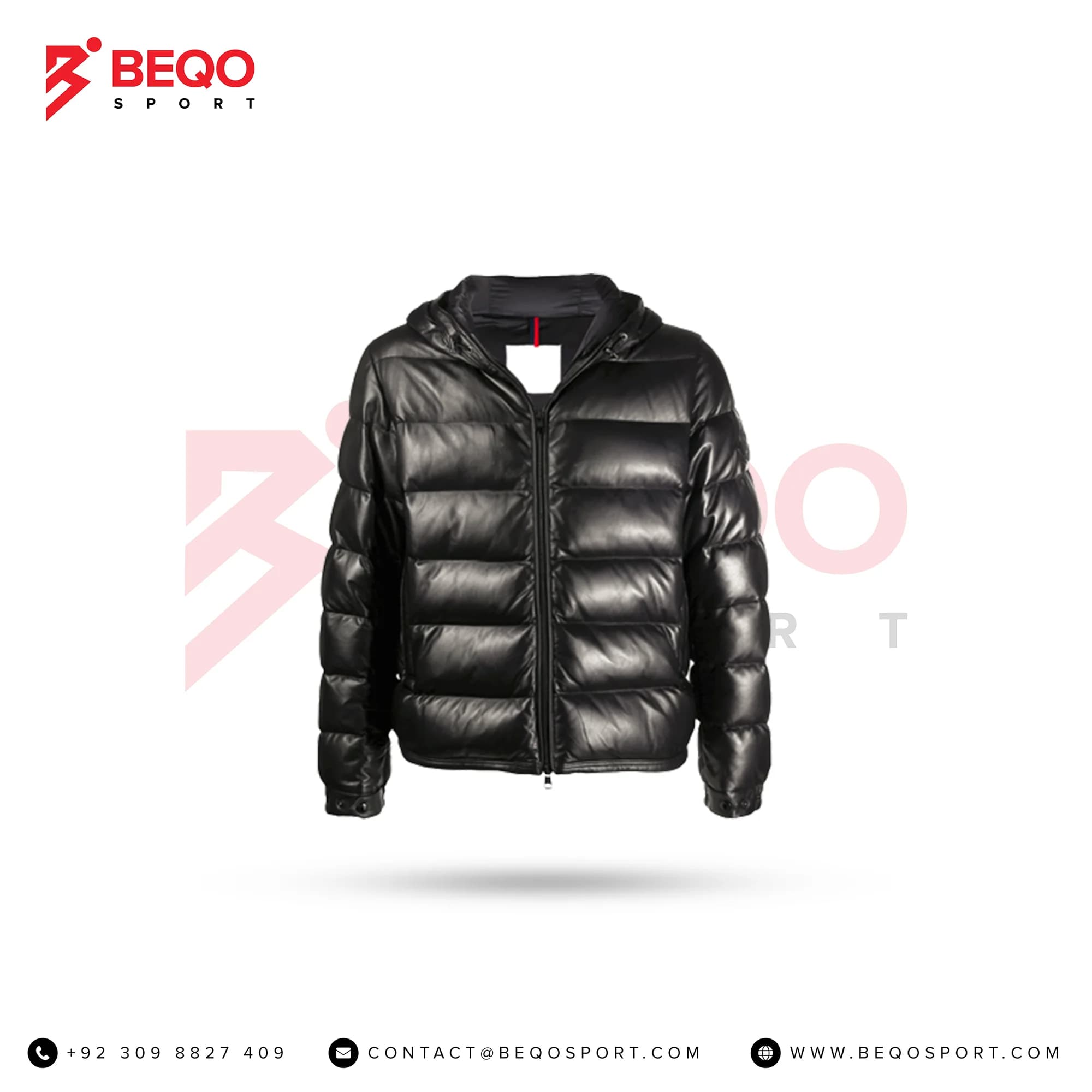 Black Shiny Padded Leather Jacket