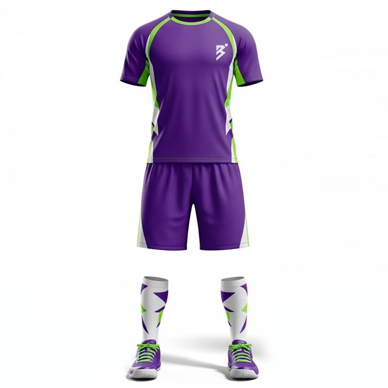 Unleash Your Potential: Dynamic Purple & Green Volleyball Uniform Set for Men
