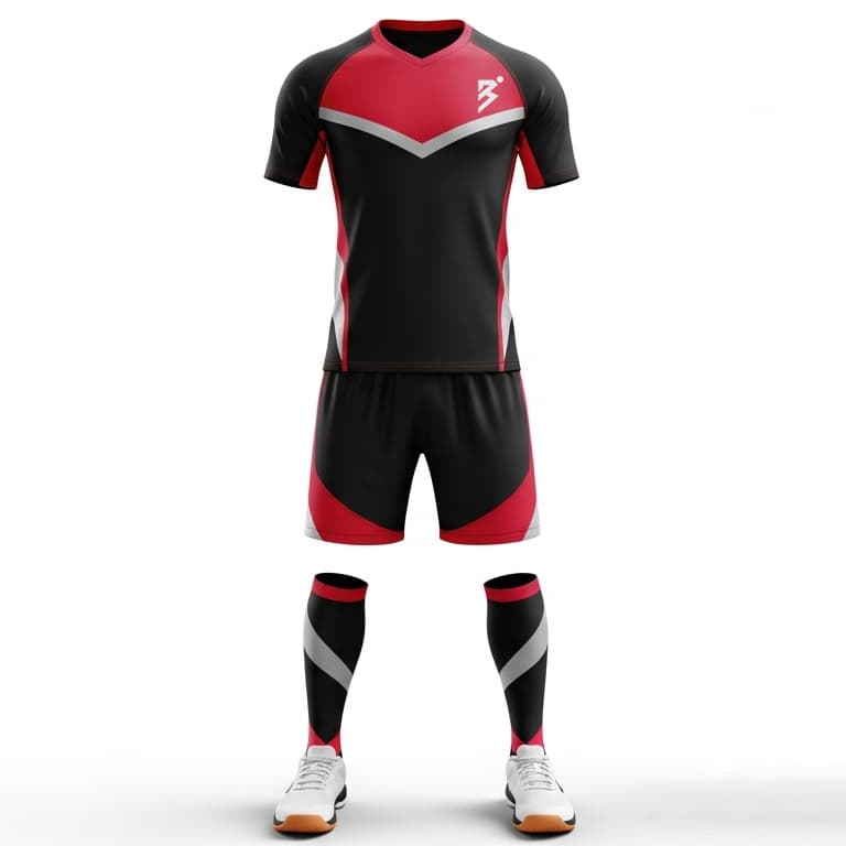 High-Performance Volleyball Uniform Set - Red & Black Athletic Gear for Men