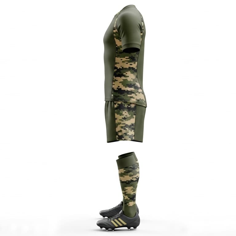 Men's Rugby Uniform Set - Military Green Camo Jersey, Shorts & Socks | Pro-Fit Gear view 2