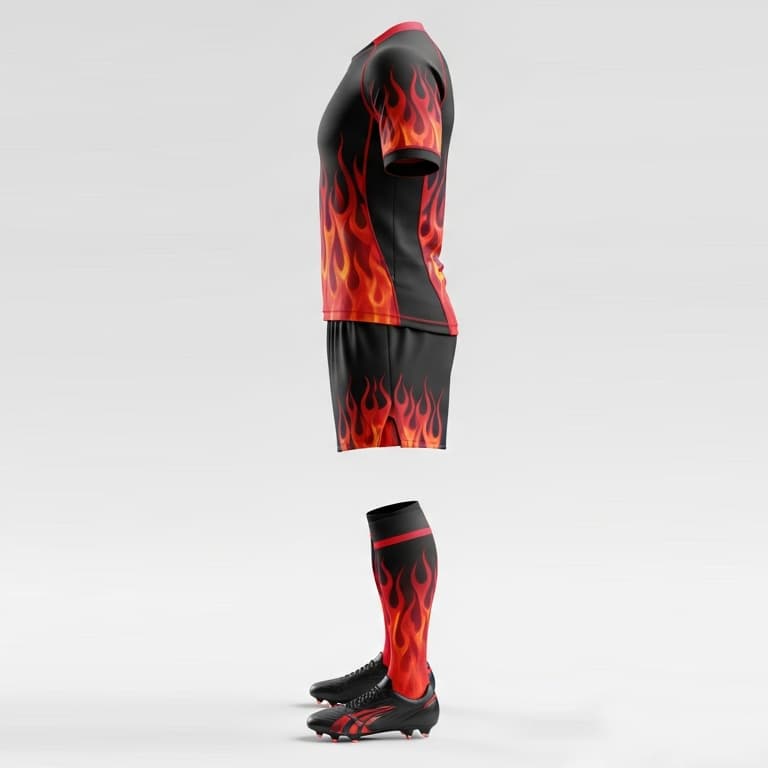 Men's Flame Rugby Jersey and Shorts Set - Performance Fit & Breathable Fabric view 2