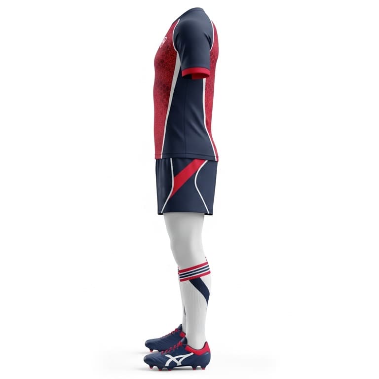 Elite Performance Rugby Uniform - Navy & Maroon Hexagon Pattern view 3