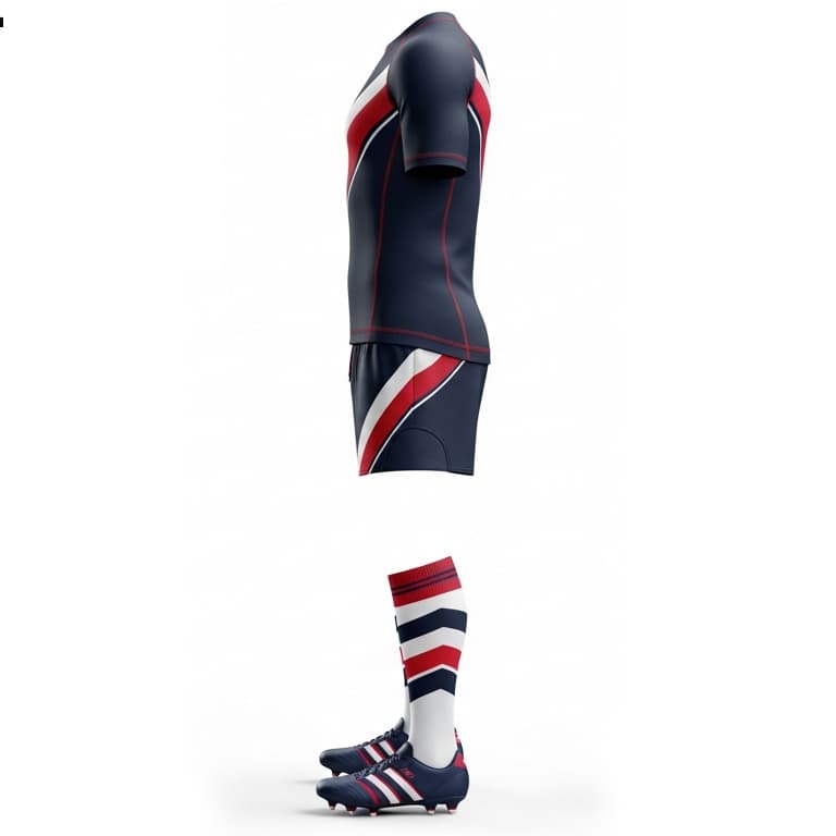 Men's Pro-Fit Rugby Uniform - Customizable V-Stripe Jersey & Shorts Set view 2