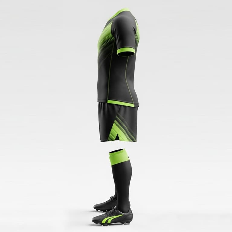 Black & Neon Green Rugby Jersey and Shorts Set - Men's Performance Uniform view 2