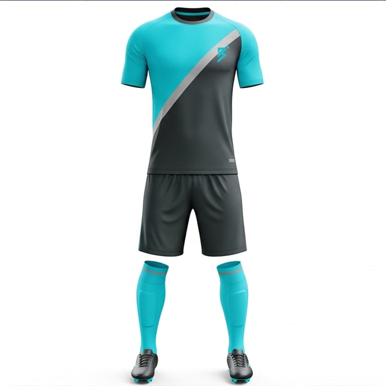 Men's Modern Teal & Charcoal Grey Soccer Uniform Kit