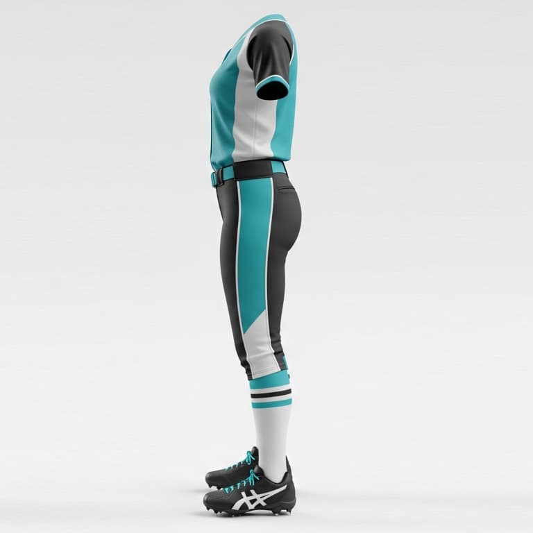 Elite Women's Teal & Black Softball Uniform: Jersey & Pants Set view 2