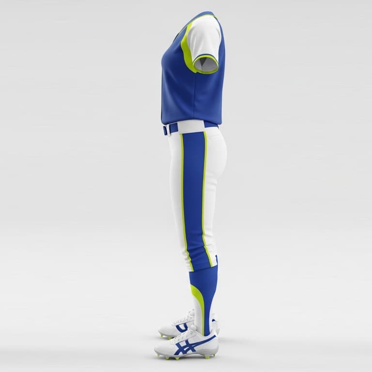 Women's Pro-Fit Softball Uniform: Royal Blue & Lime Green Set view 2