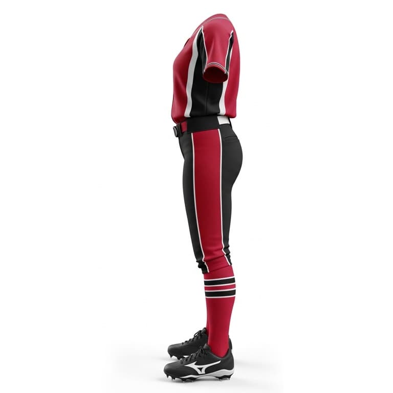 High-Performance Custom Softball Jersey & Pants – Red & Black view 2