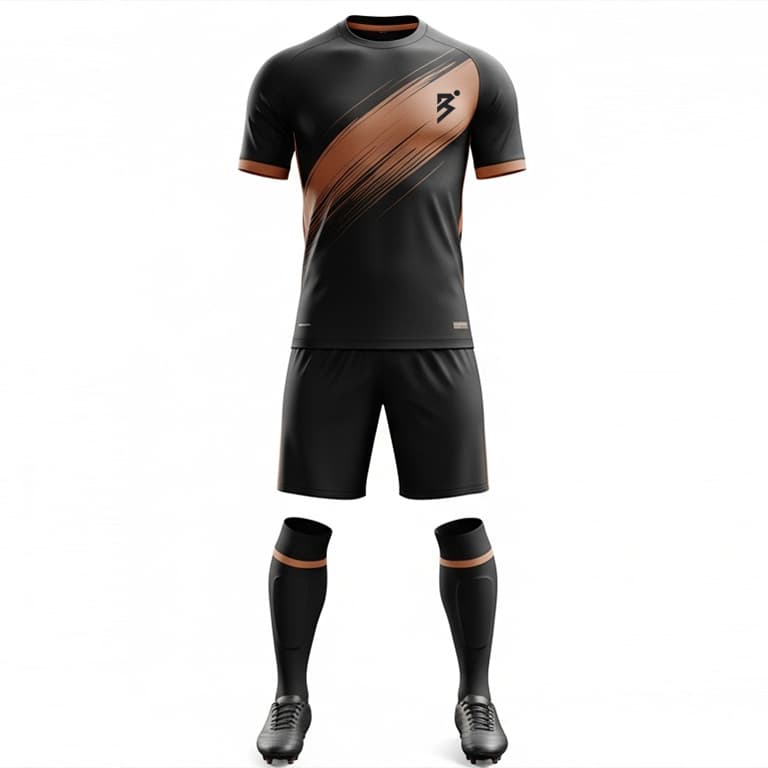 Men's Dynamic Black & Copper Soccer Uniform Set