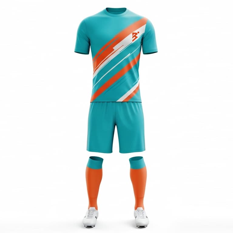 Men's Bold Teal & Orange Soccer Uniform