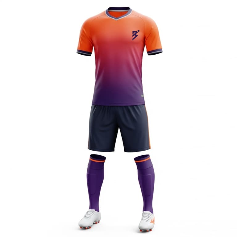 Men's Sunset Gradient Soccer Uniform - Orange & Purple Performance Kit