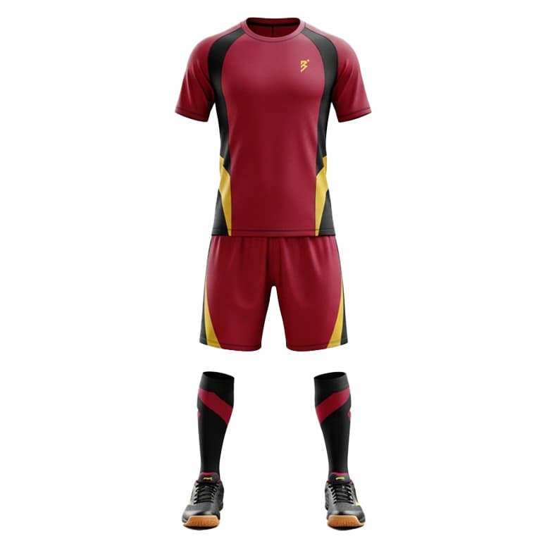 Men's Elite Pro Volleyball Uniform - Maroon, Black & Gold Performance Kit