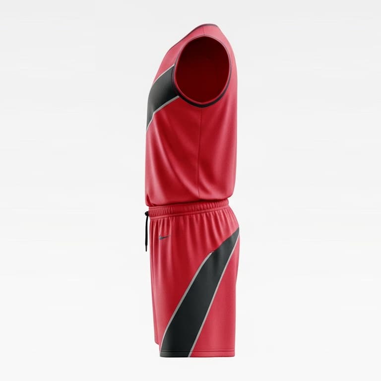 Men's Red & Black Basketball Uniform Set - Performance Jersey & Shorts view 2