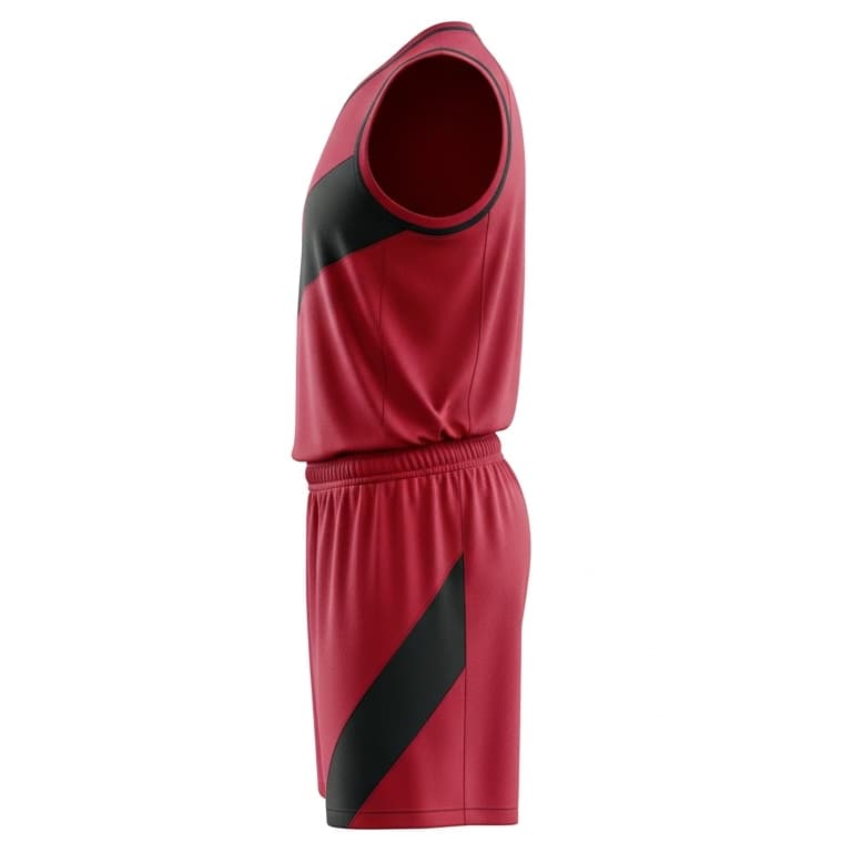 Men's Red & Black Custom Basketball Uniform - Sleeveless Jersey & Shorts Set view 2