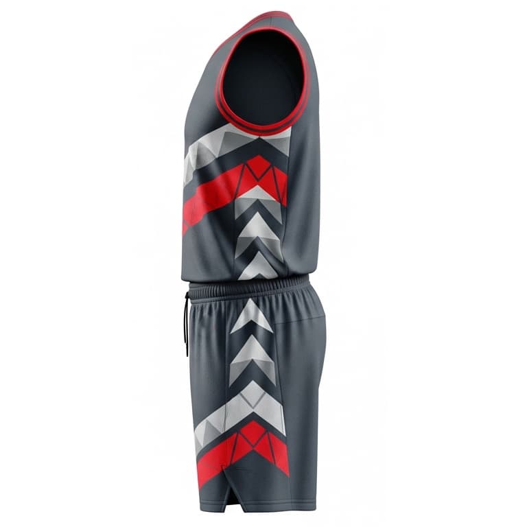 Geometric Print Basketball Uniform Set - V-Neck Jersey & Shorts view 2