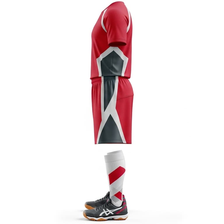 Men's Red & Grey Performance Volleyball Jersey and Shorts Set | Athletic Team Kit view 2