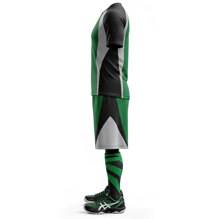 Men's Green & Black Performance Volleyball Jersey and Shorts Set | Athletic Team Kit view 2