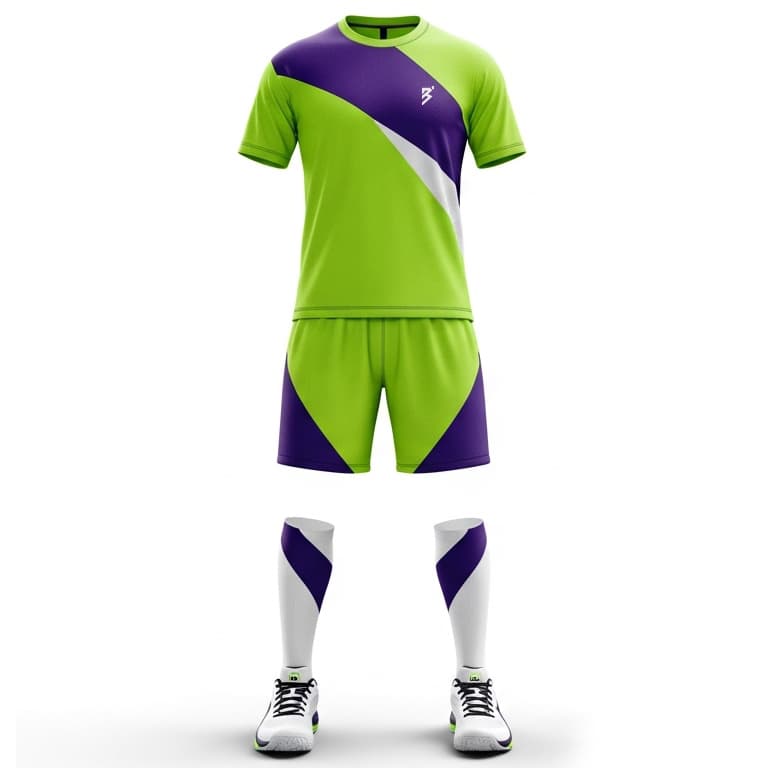 Men's Lime Green & Purple Performance Volleyball Jersey and Shorts Set | Athletic Team Kit