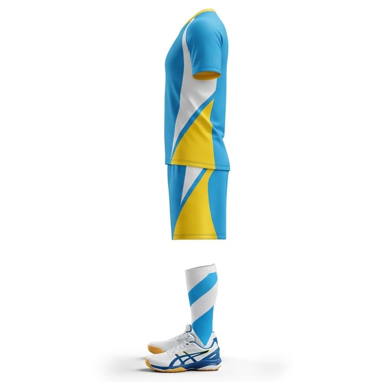 Men's Blue & Yellow Athletic Volleyball Jersey and Shorts Set | Performance Sports Kit view 2